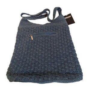 Accessory Works Handbag Tote Womens Blue Crossbody Zipper Strap Handle 12x12x3